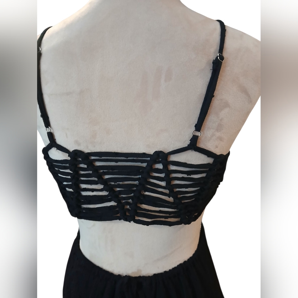 CBrand Open Back Thrashed Smocked Maxi Dress Small Textured Dotted Vamp - Picture 4 of 14
